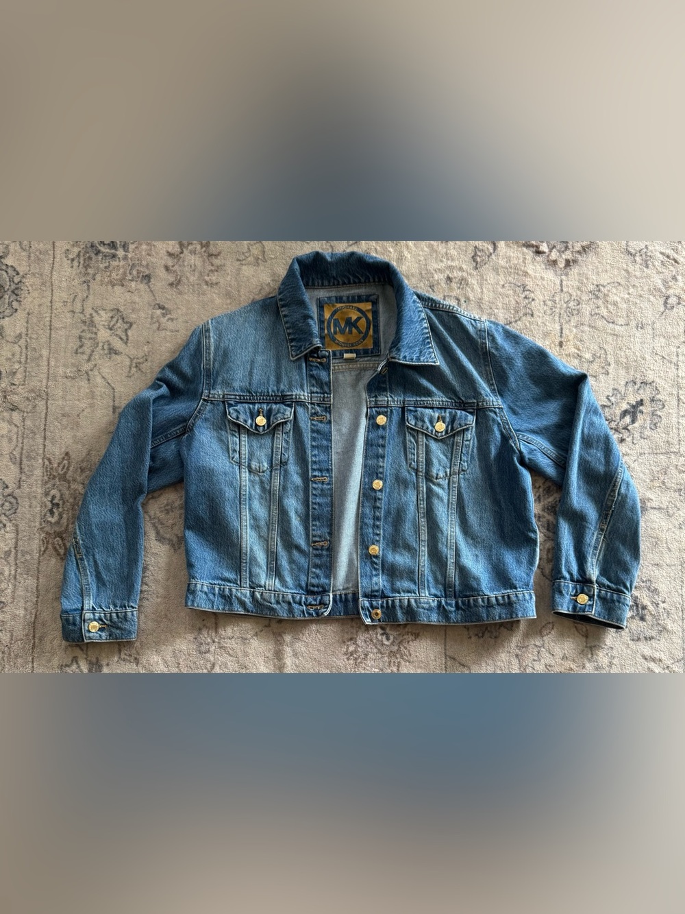 Michael Kors Blue Denim Jacket with Gold-Tone Buttons